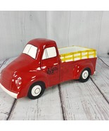 Ceramic Cracker Barrel Red Pick Up Truck 7.5&quot; Planter Trinket Candy Dish... - $19.39