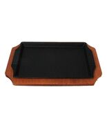Personal Size Cast Iron Rectangular Fajita Steak Pan Skillet With Wood T... - $600.34 MXN