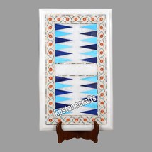 Handmade White Marble Backgammon Set |12&quot; x 20&quot;| Floral Design with Semi... - $448.80