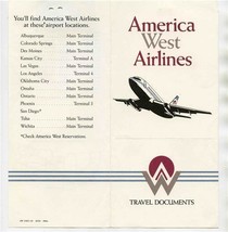  America West Airlines Ticket Jacket Route Map and Boarding Pass Ontario... - $18.81