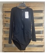 NWT Athleta Black Cortes Half Zip Long Sleeve One Piece Swimsuit Size M ... - $34.64