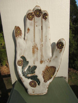 Hand of God Painted Studio Art Pottery Clay Curved Trinket Ring Dish Tray Signed - £14.94 GBP