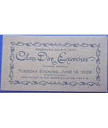 Vintage Class Day Exercises Seat Ticket Set of 2 1929 - £5.49 GBP