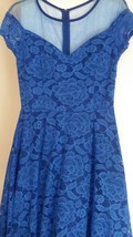 Forever Juniors Blue floral lace fit and flare short sleeve knee length dress M - £12.05 GBP