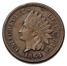 1864 Cn Indien Cents Extra Fin XF État ,Marron Couleur,4 Diamants, Full ... - $115.44