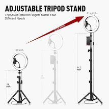 10 Selfie Ring Light With 50 Extendable Tripod Stand &amp; Adjustable Phone ... - $60.80