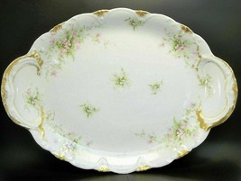 Theodore Haviland Limoges France Porcelain Pink Flowers Lg Platter Vanity Tray - £34.83 GBP