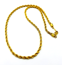 Vintage 80&#39;s Korea Gold Tone Twisted Rope Chain Necklace 18 in - £12.41 GBP