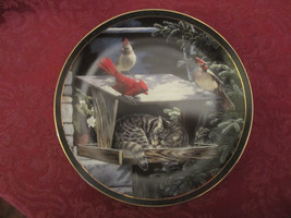 Tabby Cat Collector Plate Persis Weirs Nosy Neighbors Cat Nap Cardinal - $23.20