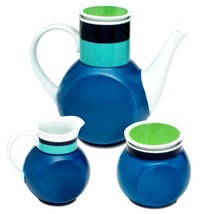 Noritake Hawaiian Holidays Coffee Pot Server Set Blue Green Sugar Cream Japan - $24.74