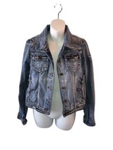 White Crow Denim Jacket Women&#39;s Medium Distressed Size Large - £14.78 GBP