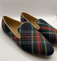 Women&#39;s J Crew Factory Stewart tartan plaid smoking loafers slip on Size 8.5 - £22.98 GBP