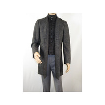Men RENOIR Wool Blend Charcoal Gray English Plaid 3/4 Length Coat 43-18-095 image 7