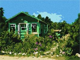 Pepita needlepoint kit: Green Bungalow, 12&quot; x 9&quot; - $86.00+