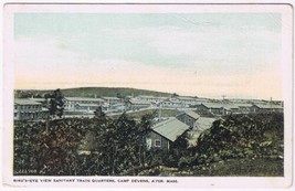 Postcard Bird&#39;s Eye View Sanitary Train Quarters Camp Devens Ayer Massachusetts - £3.86 GBP