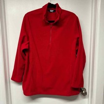 Lands End Women Solid Red Fleece Pullover Sweater 2X 20W-22W Quarter Zip - $27.72