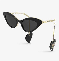 GUCCI CHAIN 0978 Gold Black Crystal Heart Detachable Charm Sunglasses GG... - £599.66 GBP