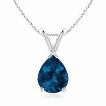 ANGARA 1.9 Ct Pear-Shaped London Blue Topaz Solitaire Pendant in Sterling Silver - £222.23 GBP