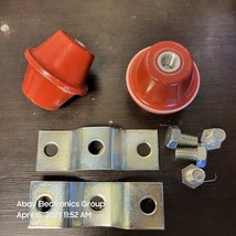 Red Porcelain Hard Plastic? Spool Insulator Arrester Spacer + brackets G... - £19.49 GBP