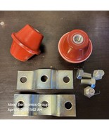 Red Porcelain Hard Plastic? Spool Insulator Arrester Spacer + brackets G... - £19.38 GBP