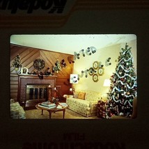 Christmas Tree Lights Hearth Gifts Wreath Fireplace VTG 35mm Found Slide Photo - £7.86 GBP