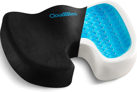 Cloudbliss Gel Seat Cushion - Ergonomic Memory Foam Cushion for Office Chair - C - £21.86 GBP