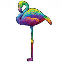 AnyGame Wooden Puzzle Multicolor Flamingo Wood Jigsaw Educational Unique Gift - £18.78 GBP+