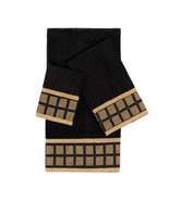 Scholar Black 3-Piece Decorative Towel Set Jacquard Fabric Band Double R... - $80.18