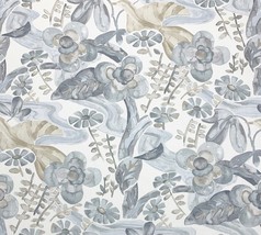 Ballard Designs Flora Cloud GRAY-BLUE Floral Watercolor Fabric By The Yard 54&quot;W - £18.37 GBP