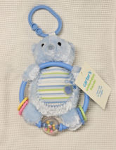 Carter&#39;s Baby Blue Teddy Bear Stripe Clip on Ring Link Toy Rattle Plush NEW - $29.69