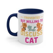 Introverted But Willing to Discuss Cats, Accent Coffee Mug, 11oz - £15.04 GBP