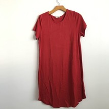 Aritzia Wilfred Free Shift Dress L Red Crepe Pullover Round Neck Short S... - £11.11 GBP