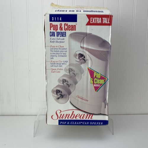 OPEN BOX NEW Sunbeam Pop & Clean Extra Tall Counter Top Can Opener 3114 - $44.99
