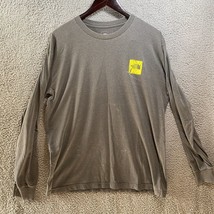 The North Face T Shirt Mens Large Gray Spell Out Logo Crew Long Sleeve - $10.80