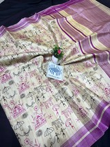 Exquisite semi tussar trible art  embordairy all over body and half work... - $260.07 CAD