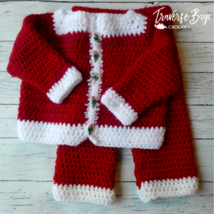 Crochet baby Santa outfit cardigan pant set PATTERN ONLY newborn-18 months - £6.23 GBP