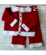 Crochet baby Santa outfit cardigan pant set PATTERN ONLY newborn-18 months - £6.25 GBP