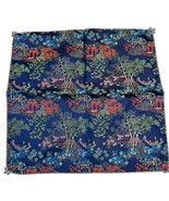 Vintage Asian-Inspired Navy Silk Pillow Cover With Floral &amp; Boating Scen... - $65.83 CAD