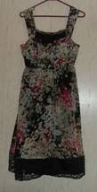 NEW WOMENS Candies FLORAL W/ BLACK LACE LINED DRESSY DRESS  SIZE M - £22.06 GBP