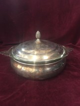 Vintage Sheffield Silverplate Round  Casserole Serving Dish Pyrex Pineapple - £47.47 GBP