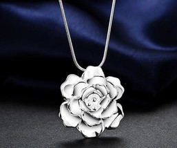 New lady cute Silver 925 Flower Fashion charms pendant women Necklace Je... - $8.10