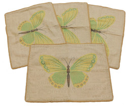 Melrose Burlap Style Butterfly Place Mats Set of 4 13x18in Script Green ... - £9.94 GBP