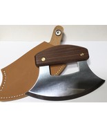 Handmade Leather Sheath Ulu Factory Walnut Wood Handle Knife - $51.47