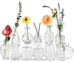 Bigivaca Small Glass Bud Vases Set Of 12,Mini Clear Bud Vases In, Table Decor - £33.01 GBP