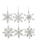 Handmade Snowflake Iron &amp; Glass Pendant Christmas Tree Ornaments Set | S... - $13.85