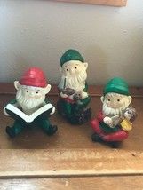 Vintage Lot of 3 Homco Painted Ceramic Christmas Elves Dwarves Reading Book w - £15.90 GBP