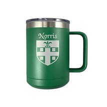 Norris Irish Coat of Arms Stainless Steel Green Travel Mug with Handle - $27.43