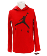 Nike Air Jordan Youth Boy&#39;s XL Red Jumpman Hooded Shirt Long Sleeve Cotton - $43.55