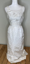Handmade Women’s Sleeveless Long wedding dress size S white Silver Lace C8 - £49.60 GBP