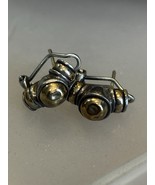 S&amp;G 14K Gold &amp; .925 Sterling Silver Dimpled Dome &amp; Coiled Silver Earrings - €134,60 EUR